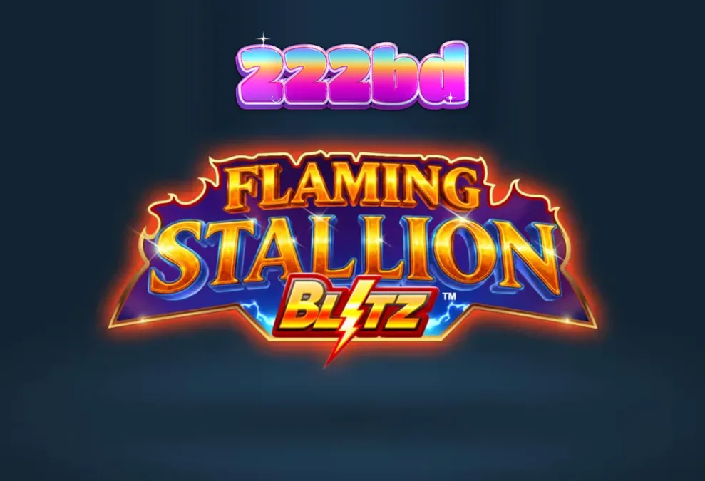 Flaming Stallion Blitz স্লট গেমের মরুভূমি থিম এবং জ্বলন্ত ঘোড়ার প্রতীক